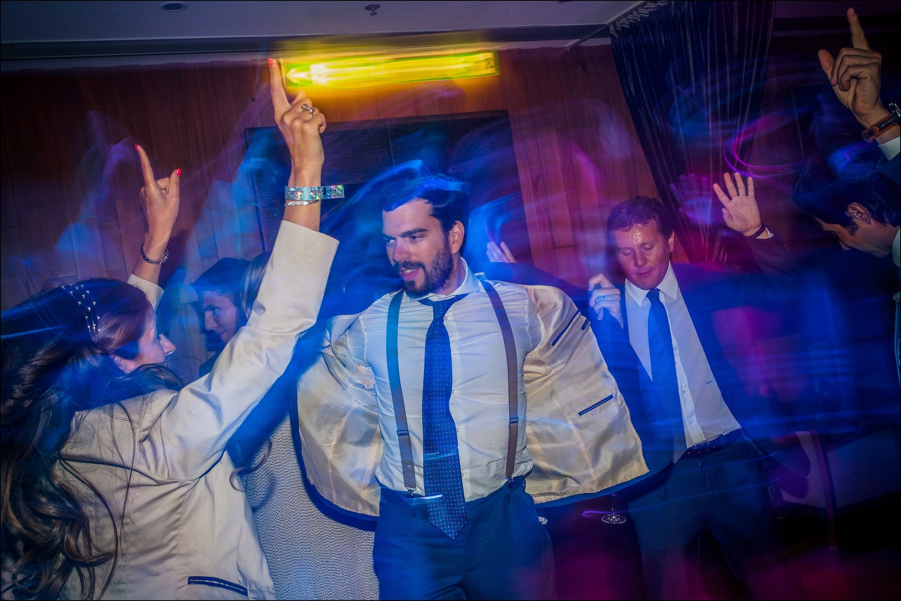 Candid dancing photos wedding afterparty Sky Bar Prague