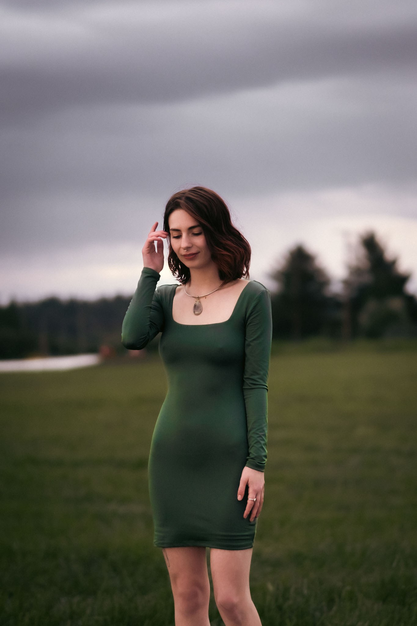 Moody cinematic portrait photoshoot in forest location