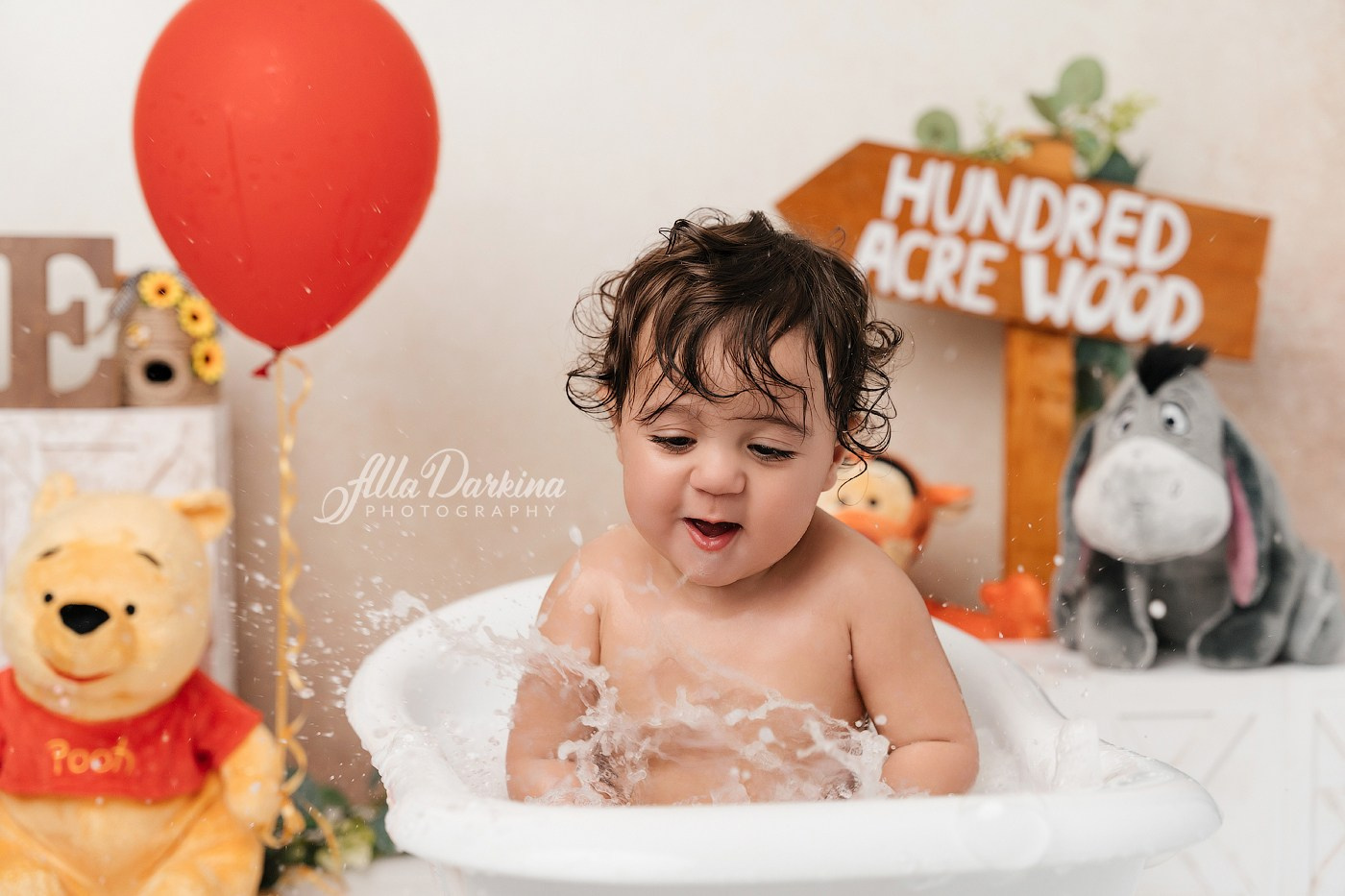 Winnie The Pooh cake smash session. Newborn and family photographer. Hills District. Sydney