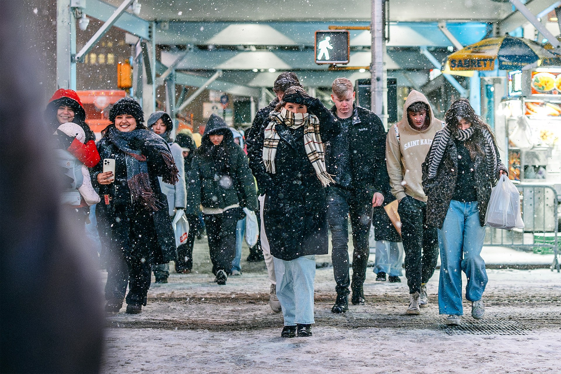 New York City Snowfall Street Photography — Night Winter Scenes Capturing Emotions, Reactions & Euphoria of Falling Snow. Emin Kuliyev — Award-Winning Wedding Photojournalist NYC & USA | Best Wedding Photographer Known for Candid, Timeless Moments