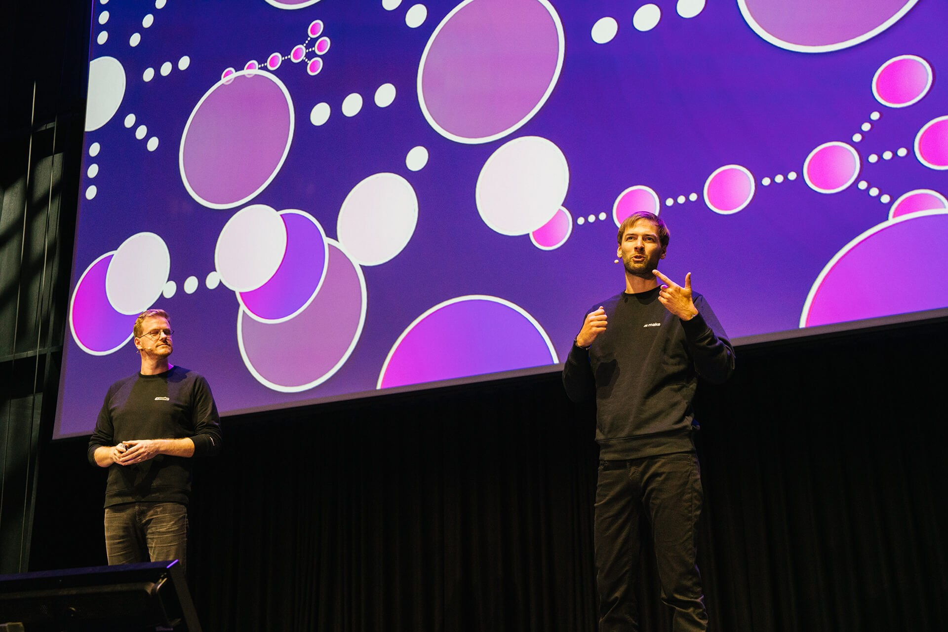 Event photographer Munich: Make.com product launch. Keynote on main stage