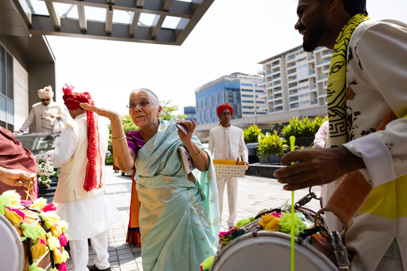 Hands in the Air: Chiranjeev & Niharika at Hyatt Centric Hebbal. Truly Yours | Documentary Wedding Photography & Films | Sharath Padaru, Bangalore