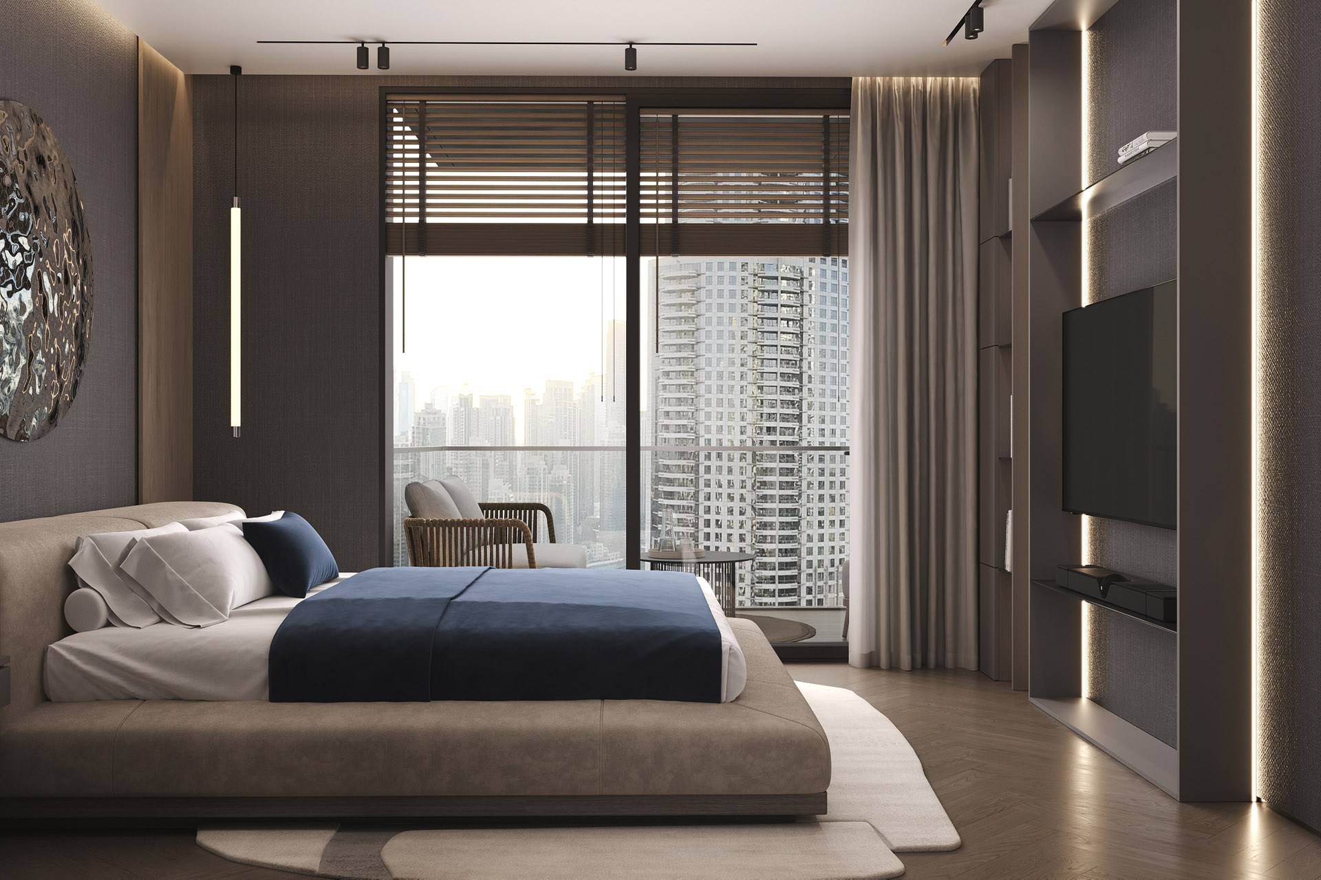 APARTMENT WITH BURJ KHALIFA VIEW. Дизайн интерьера и 3D-визуализация | AB Design Buro