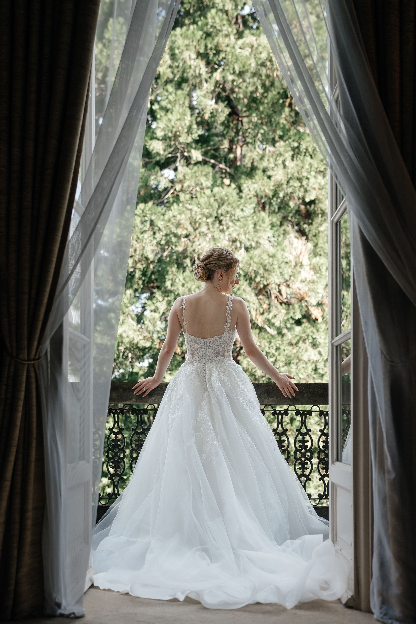 bride with the beautiful view