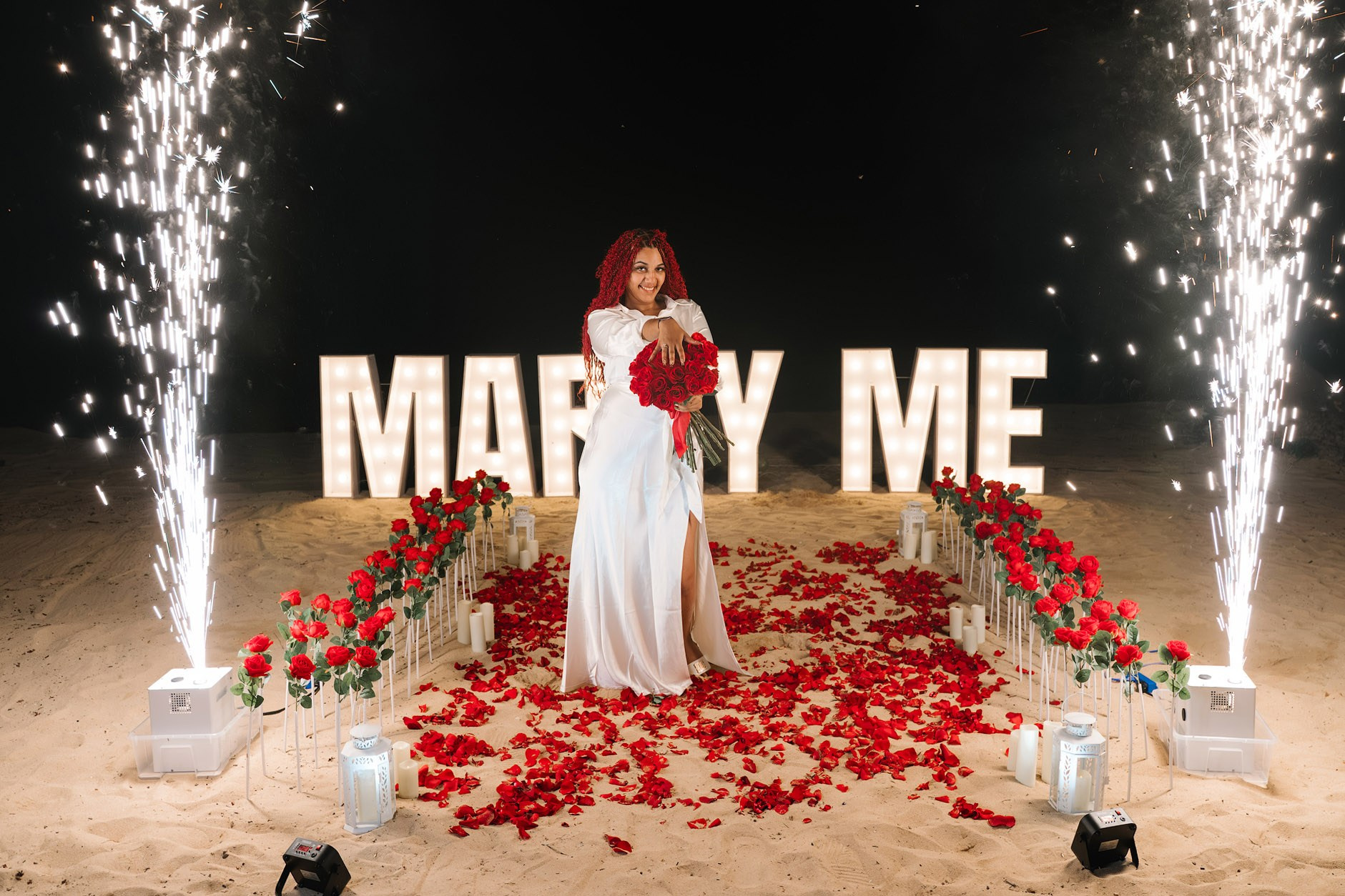 Luxury beach proposal setup Punta Cana