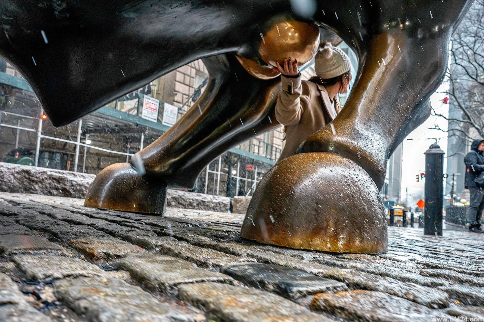 Manhattan Snowfall Street Photography — Wall Street to Brooklyn Bridge, Quiet Winter Mood Before NYC Snowstorm. Emin Kuliyev — Award-Winning Wedding Photojournalist NYC & USA | Best Wedding Photographer Known for Candid, Timeless Moments