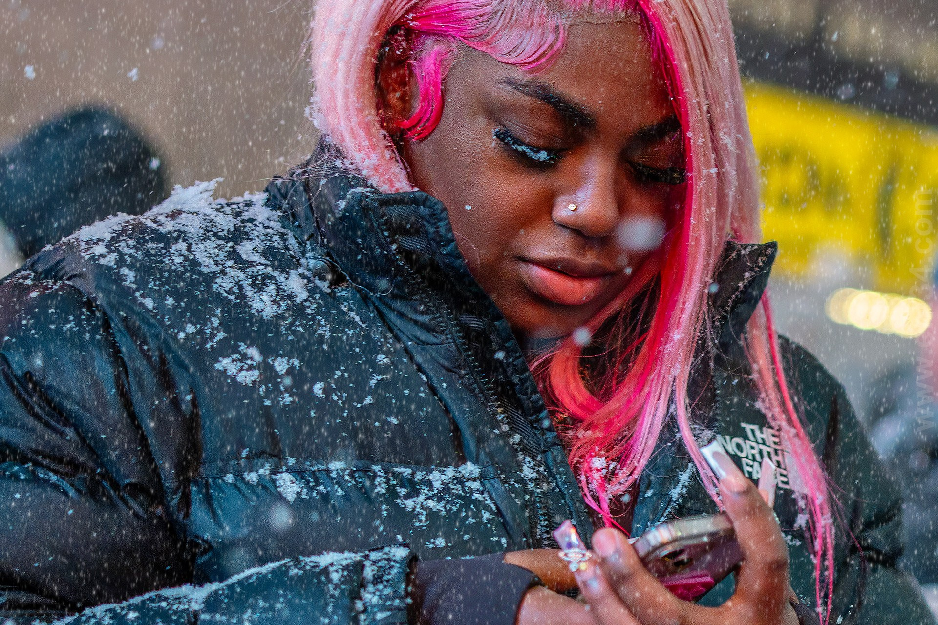 New York City Snowfall Street Photography — Night Winter Scenes Capturing Emotions, Reactions & Euphoria of Falling Snow. Emin Kuliyev — Award-Winning Wedding Photojournalist NYC & USA | Best Wedding Photographer Known for Candid, Timeless Moments