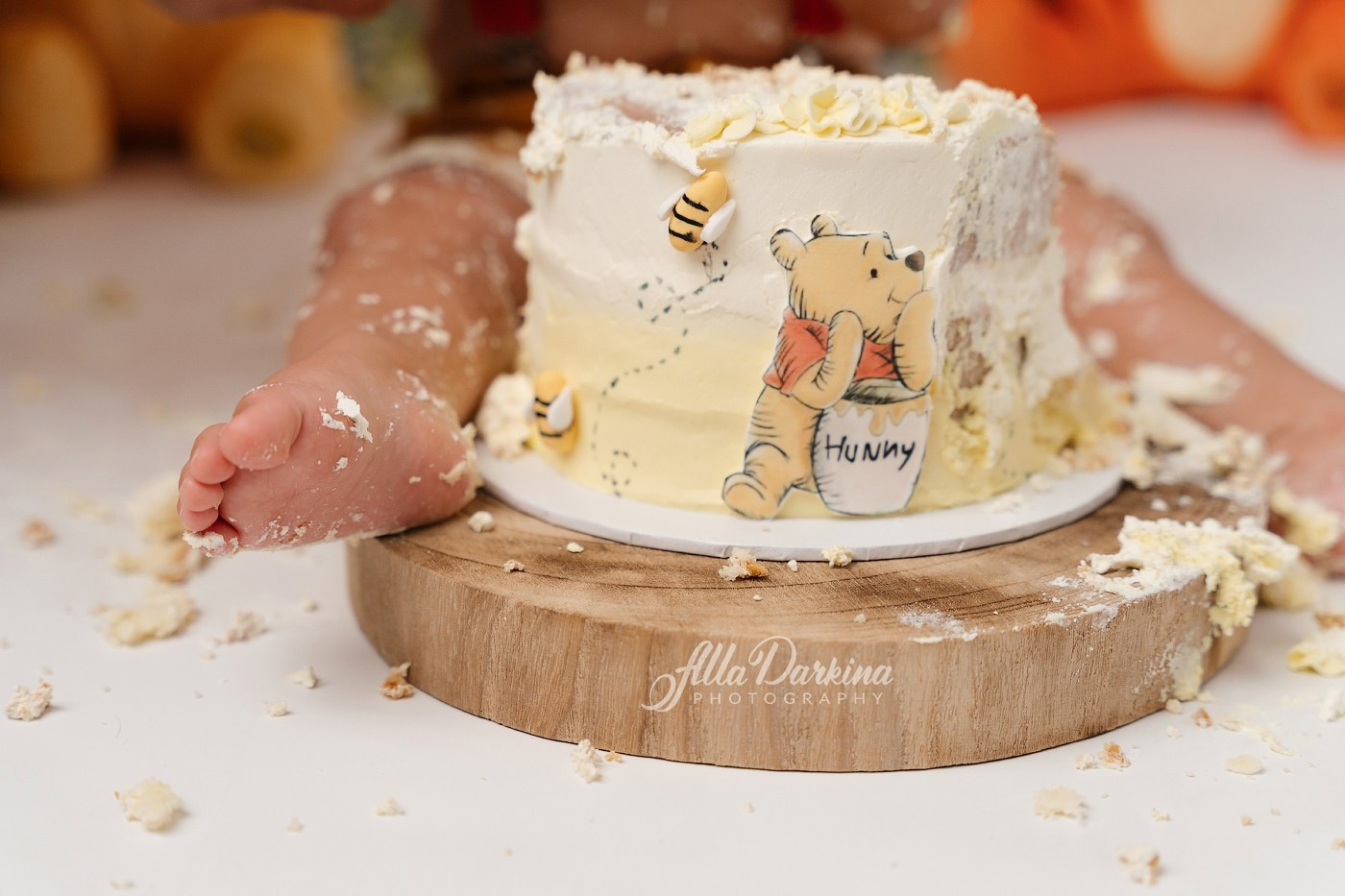 Winnie The Pooh cake smash session. Newborn and family photographer. Hills District. Sydney