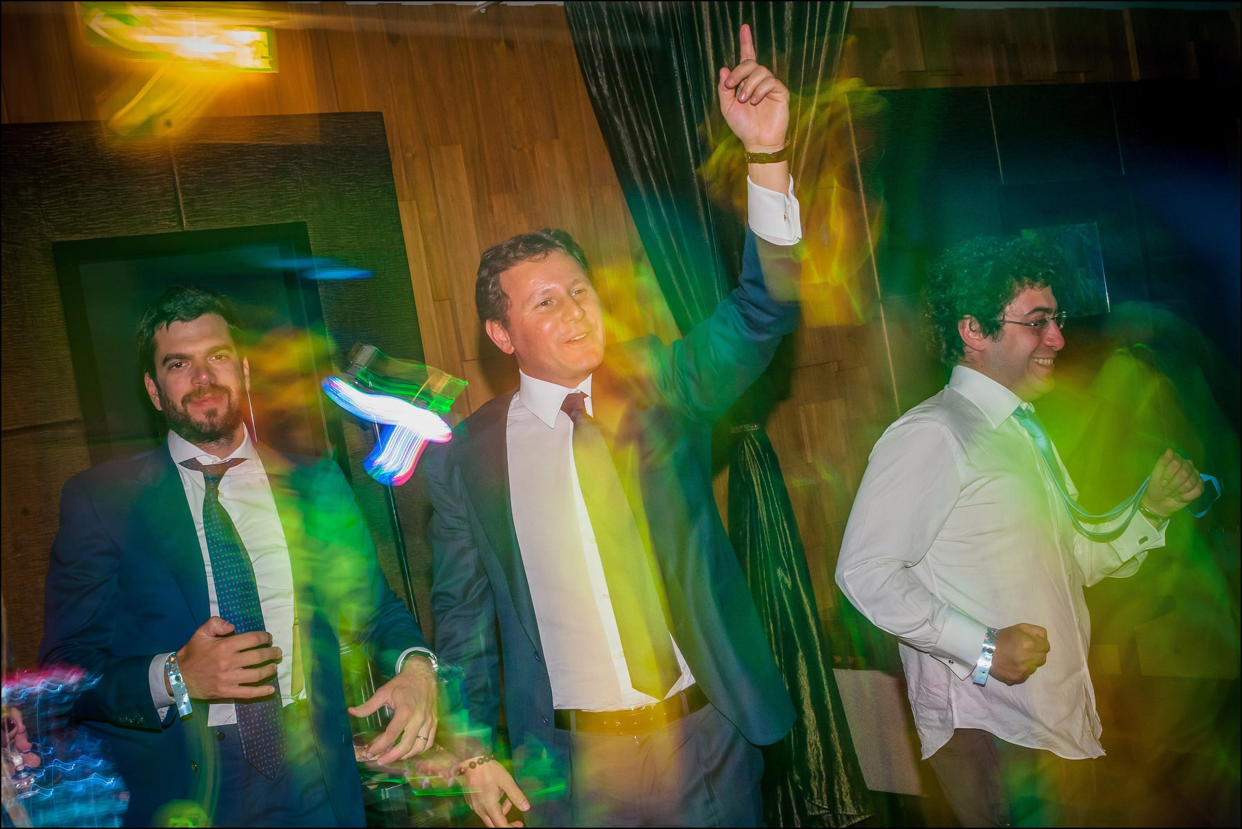 Guests watching dance floor Sky Bar wedding afterparty Prague