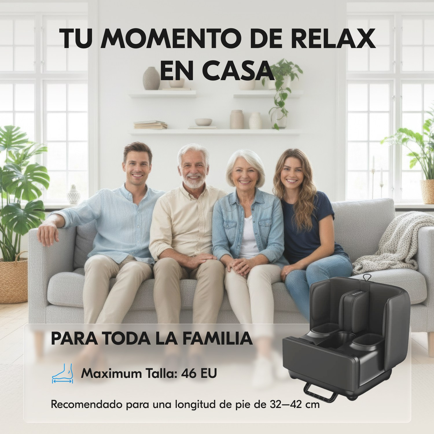 Infografía de estilo de vida con la familia usando el producto en casa