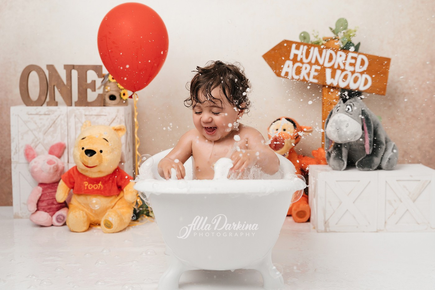 Winnie The Pooh cake smash session. Newborn and family photographer. Hills District. Sydney