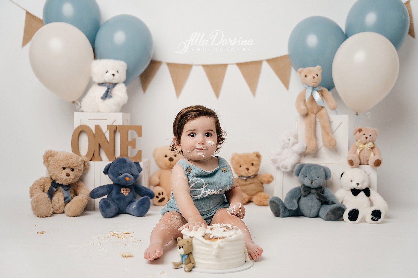 Teddy bear cake smash session. Newborn and family photographer. Hills District. Sydney