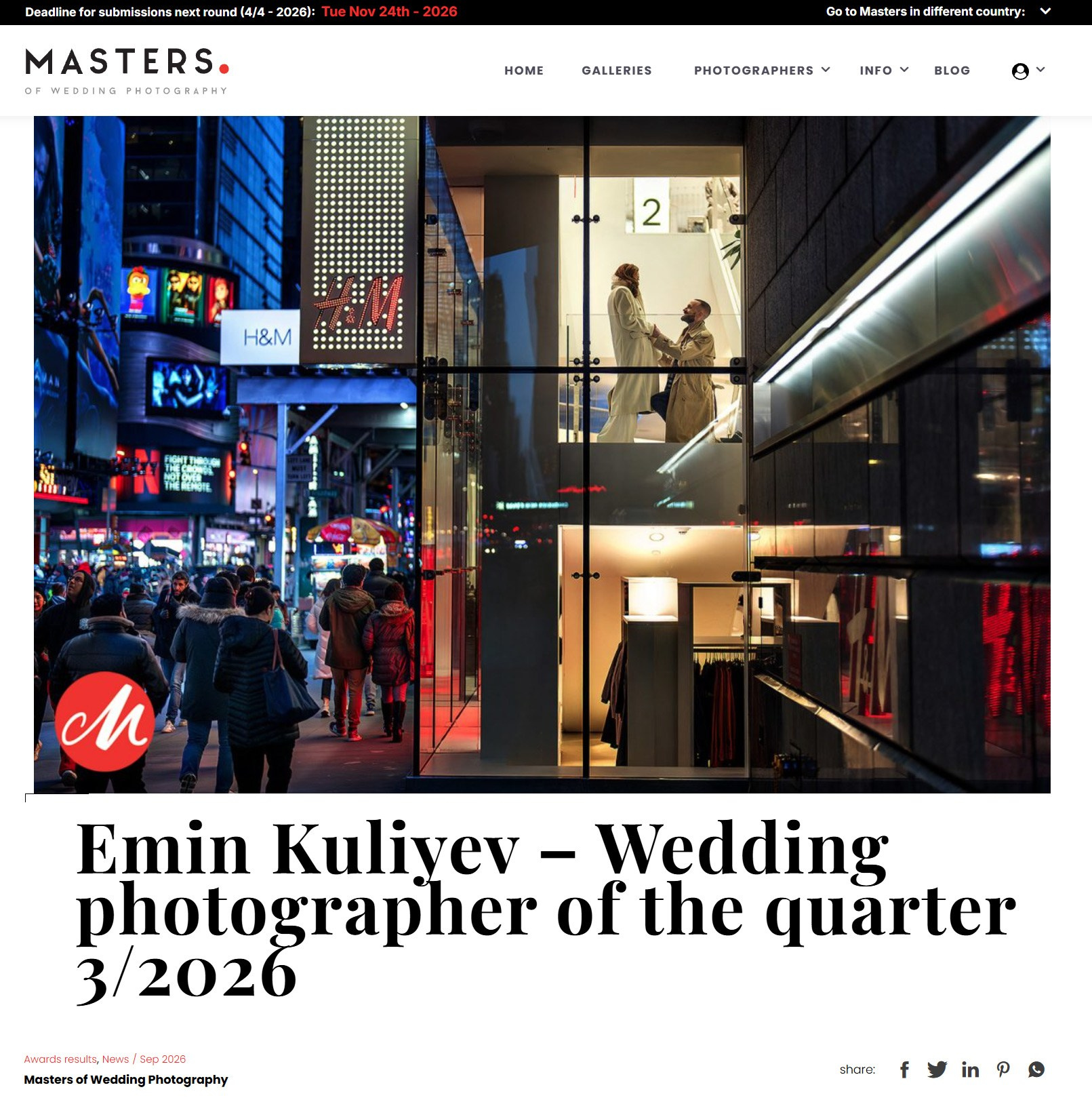 Emin Kuliyev — Photographer of the Quarter | Masters of Wedding Photography