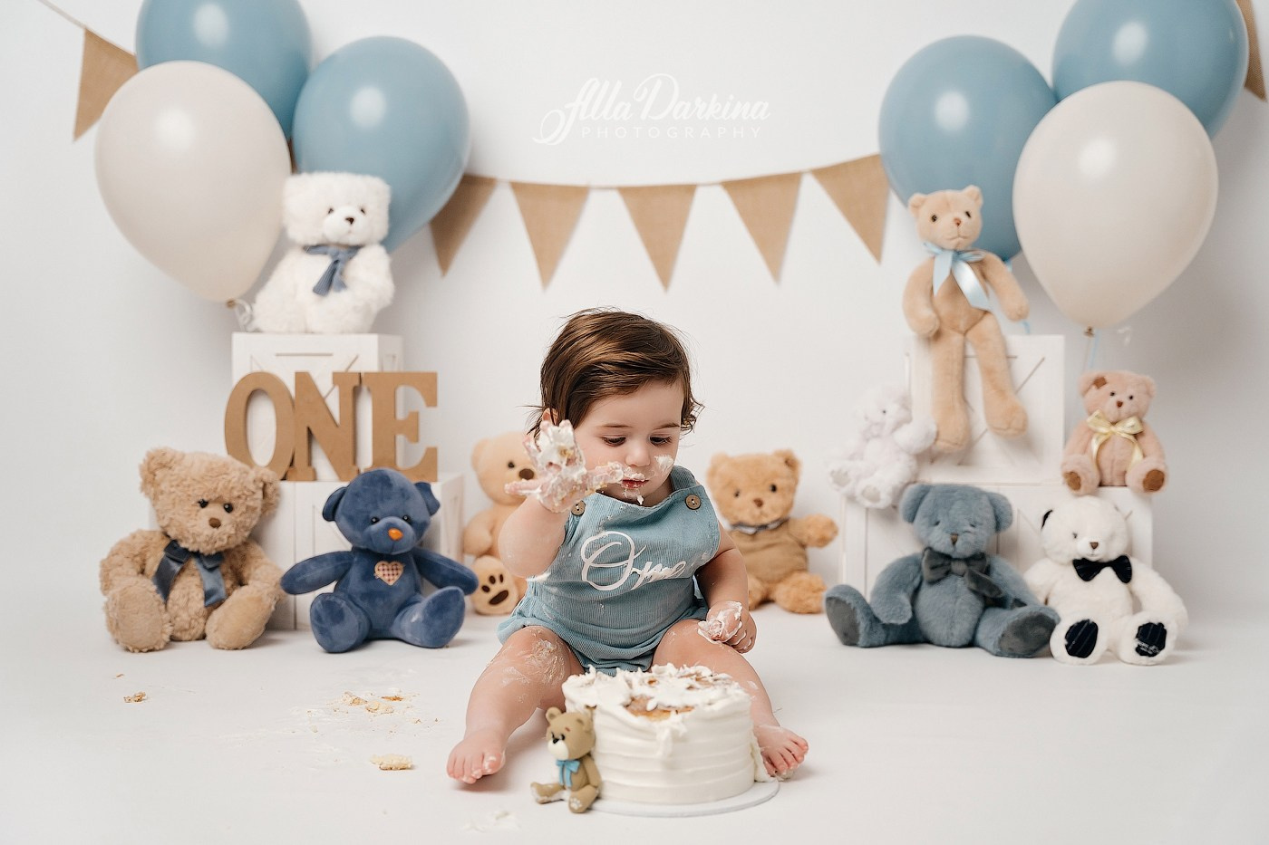 Teddy bear cake smash session. Newborn and family photographer. Hills District. Sydney