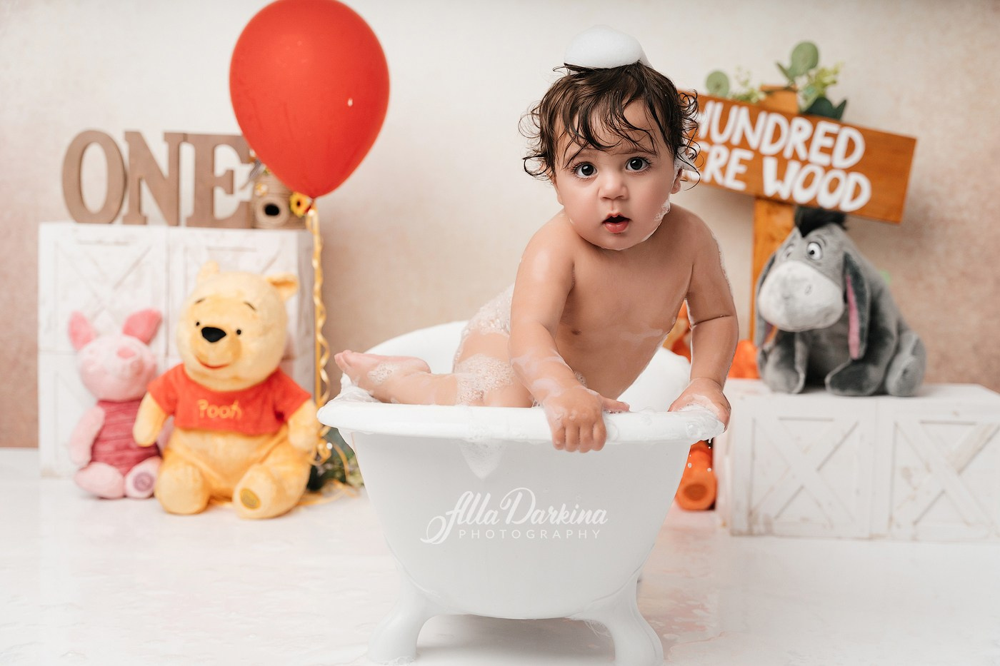 Winnie The Pooh cake smash session. Newborn and family photographer. Hills District. Sydney