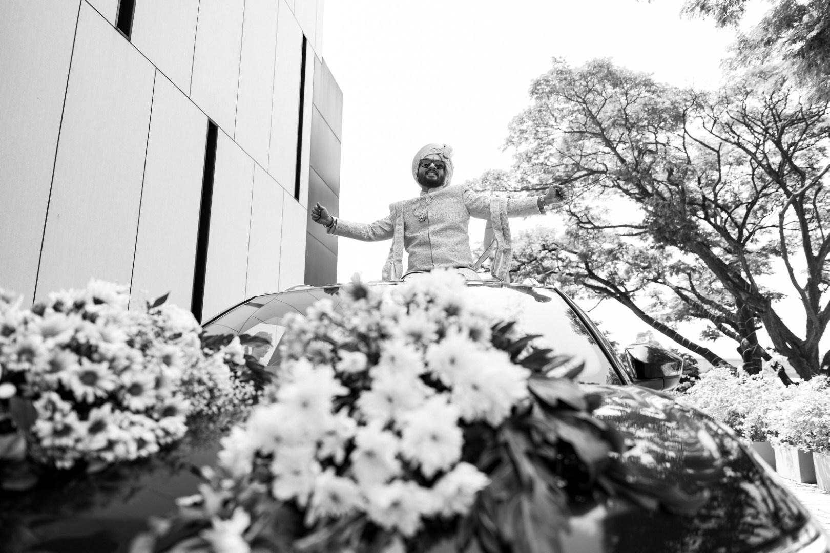 Hands in the Air: Chiranjeev & Niharika at Hyatt Centric Hebbal. Truly Yours | Documentary Wedding Photography & Films | Sharath Padaru, Bangalore