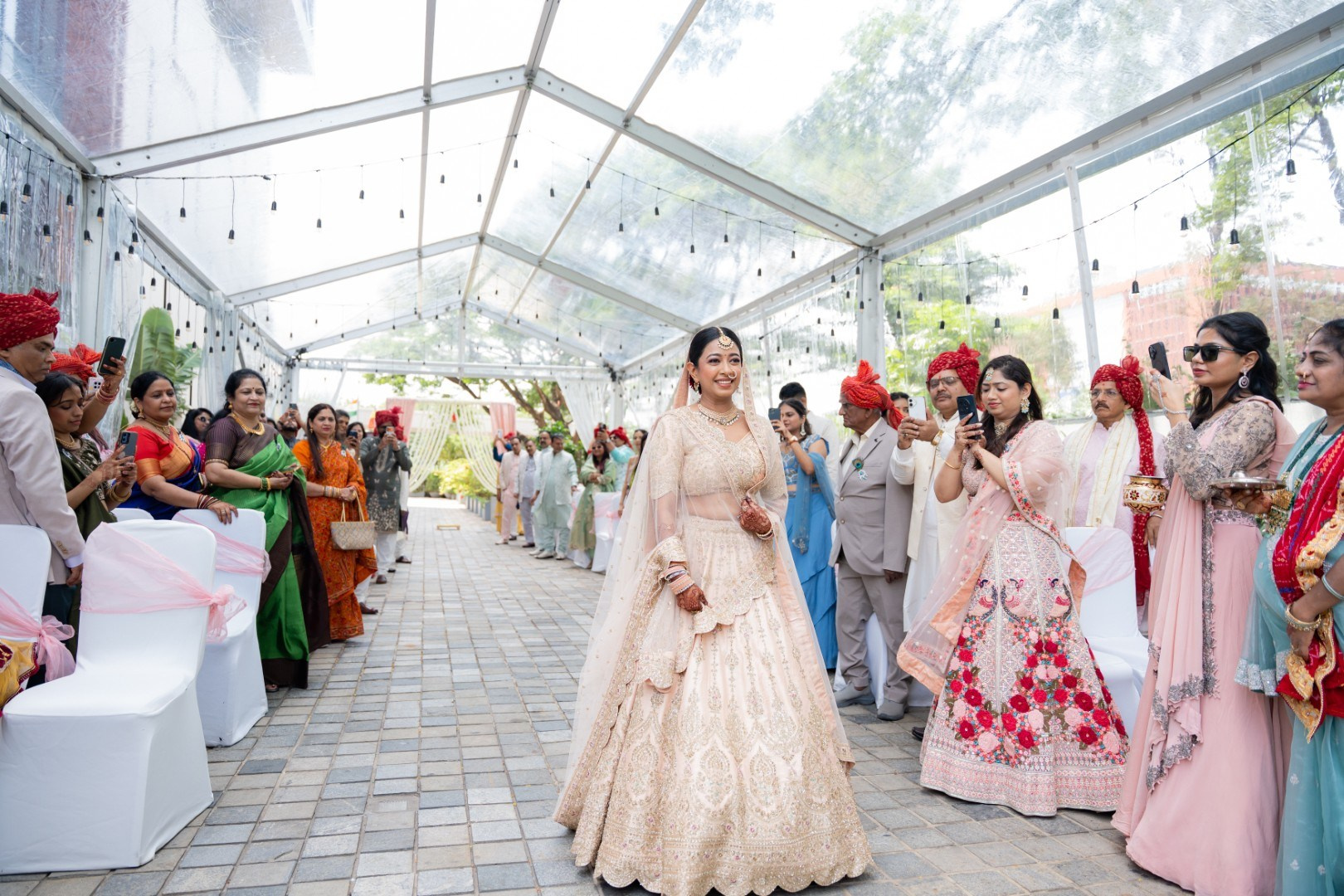Hands in the Air: Chiranjeev & Niharika at Hyatt Centric Hebbal. Truly Yours | Documentary Wedding Photography & Films | Sharath Padaru, Bangalore