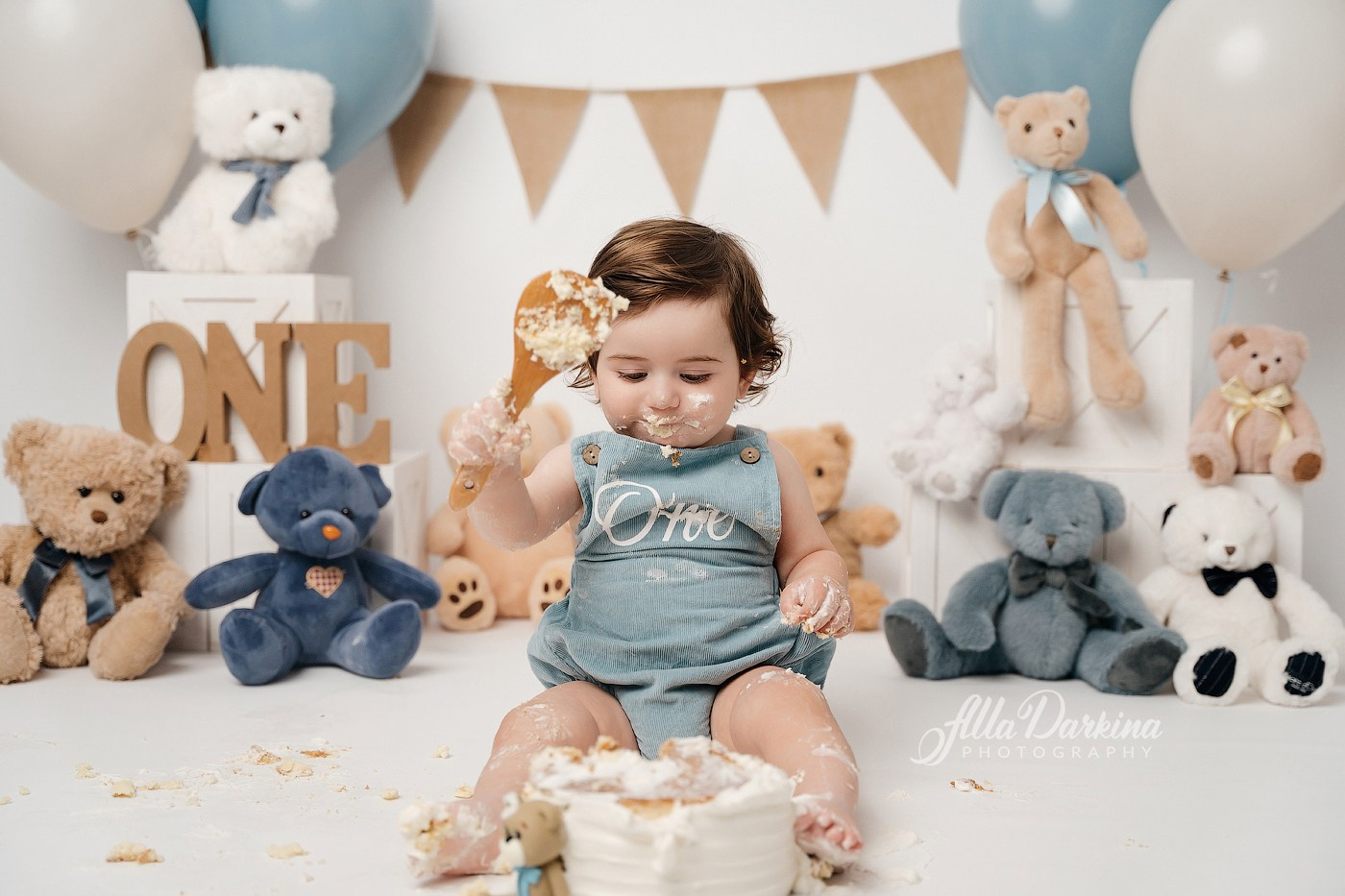 Teddy bear cake smash session. Newborn and family photographer. Hills District. Sydney