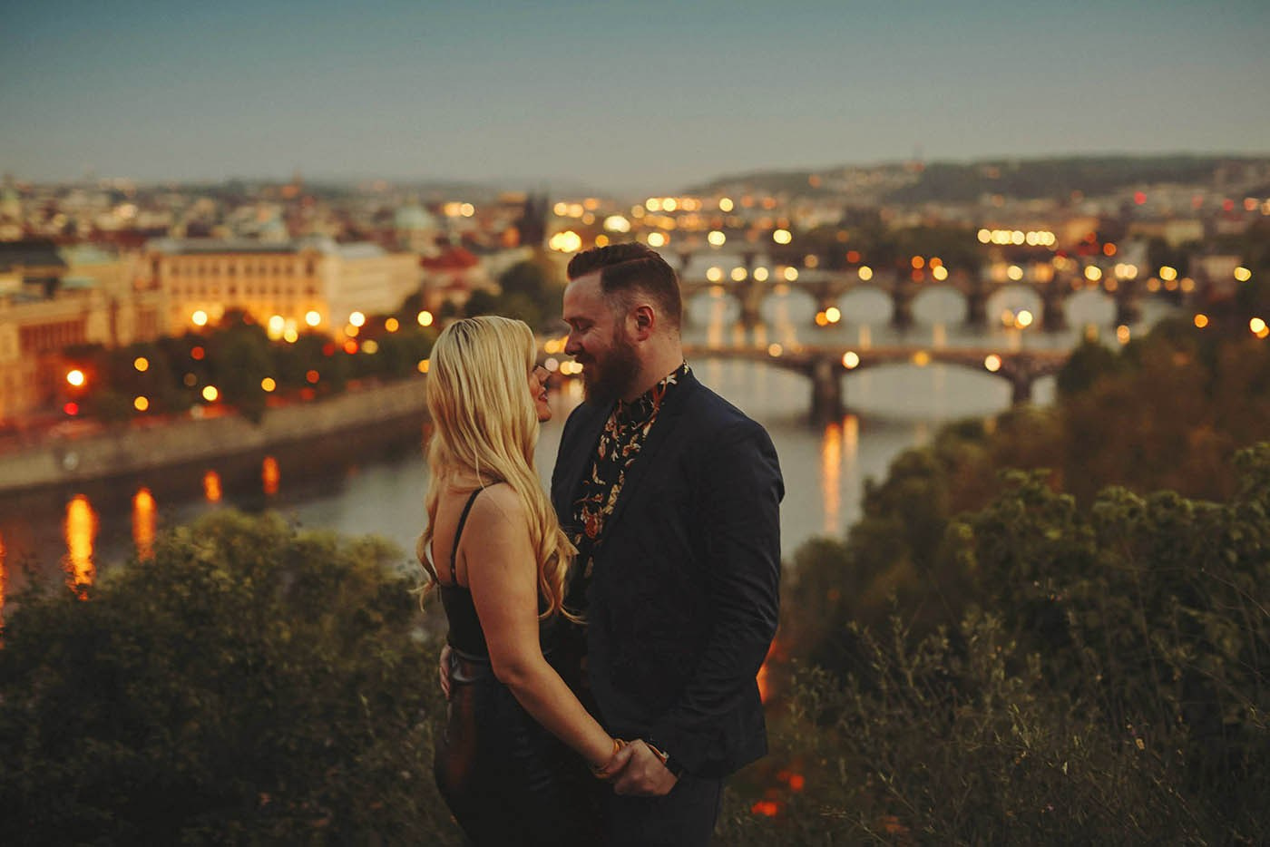 Romantic Night-Time Couples Sessions in Prague | Cinematic Night Photography