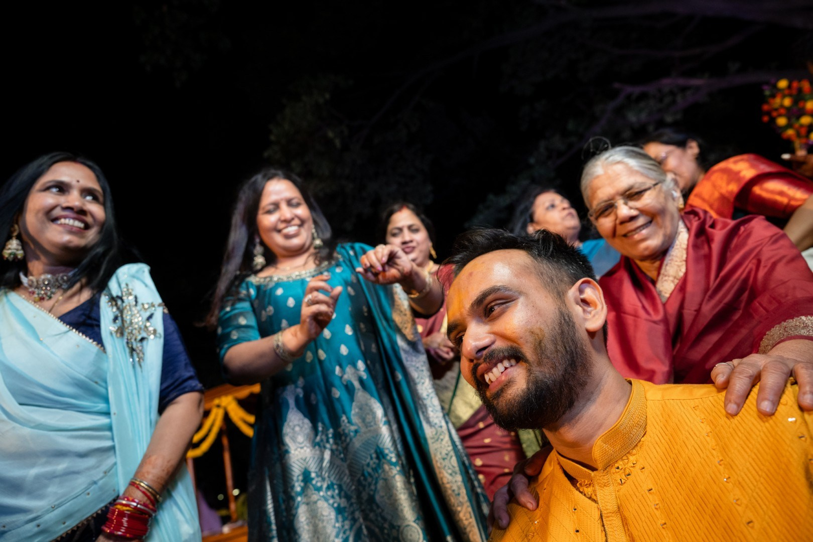 Hands in the Air: Chiranjeev & Niharika at Hyatt Centric Hebbal. Truly Yours | Documentary Wedding Photography & Films | Sharath Padaru, Bangalore