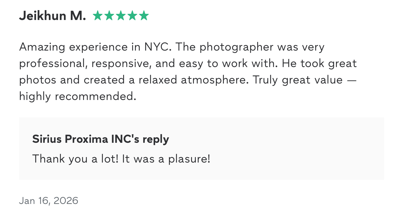 Photography company in NYC — Sirius Proxima Photography