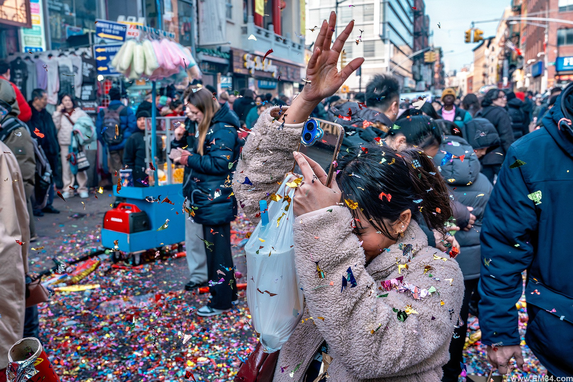 Lunar New Year Chinatown Street Photography — Chaotic NYC Festival Captured in One Hour of Firecrackers, Color & Energy. Emin Kuliyev — Award-Winning Wedding Photojournalist NYC & USA | Best Wedding Photographer Known for Candid, Timeless Moments