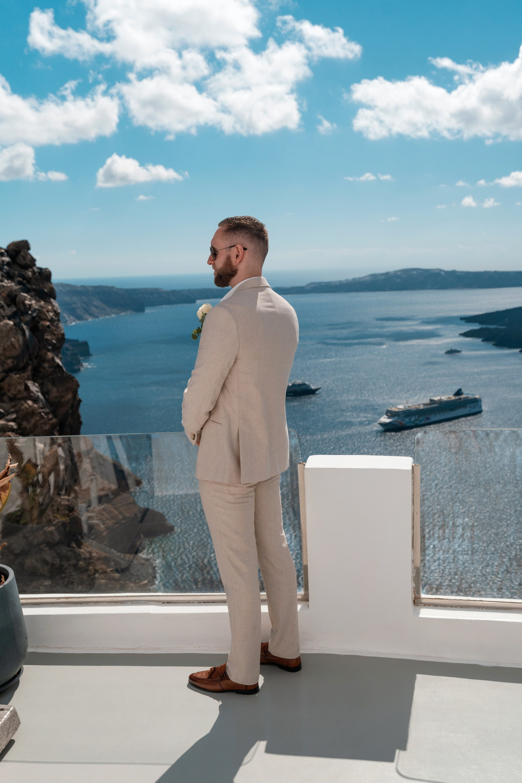 Santorini Destination Wedding Photographer | Elegant Ceremony Photos. Photographer in Santorini SokoLOVE | Flying Dress Santorini