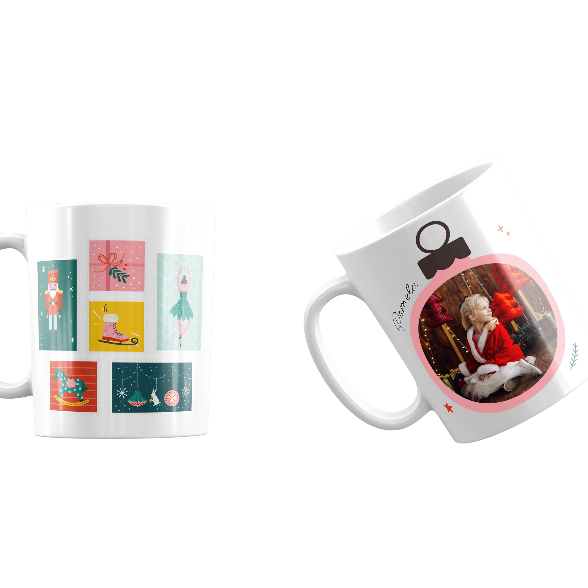 Taza personalizada con fotos de las sesiones de Navidad de Rainbox, ideal para disfrutar de una bebida cálida mientras se recuerdan momentos especiales capturados en la sesión