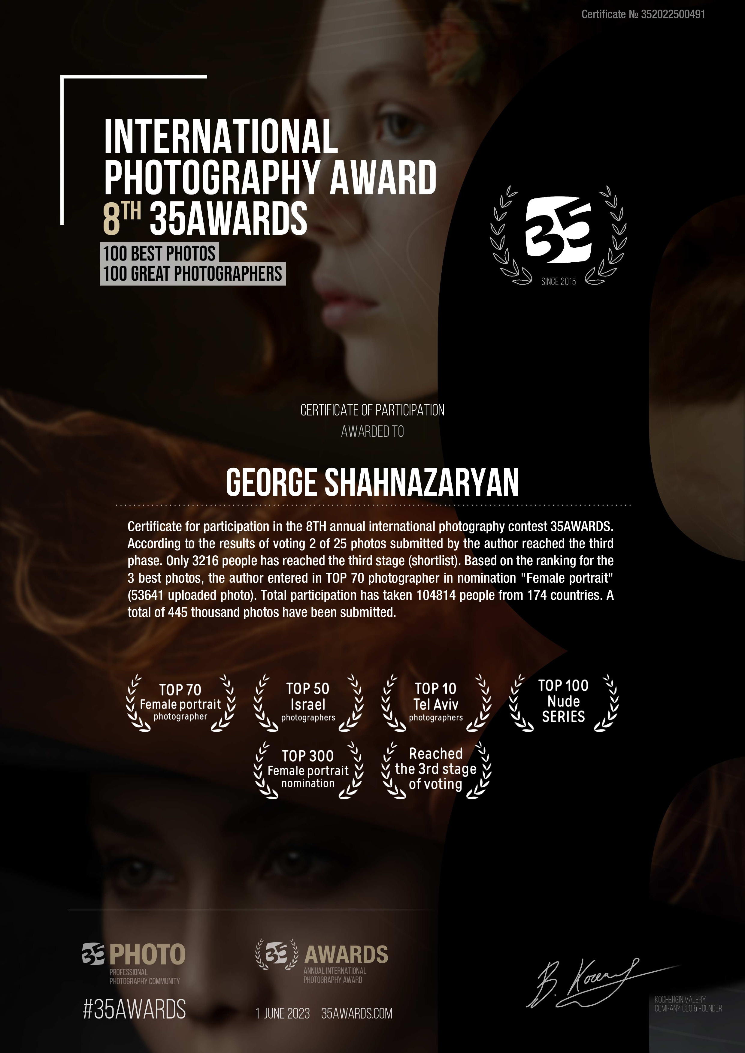 Дипломы. George TLV — профессиональный фотограф и ретушёр, Израиль / Profession