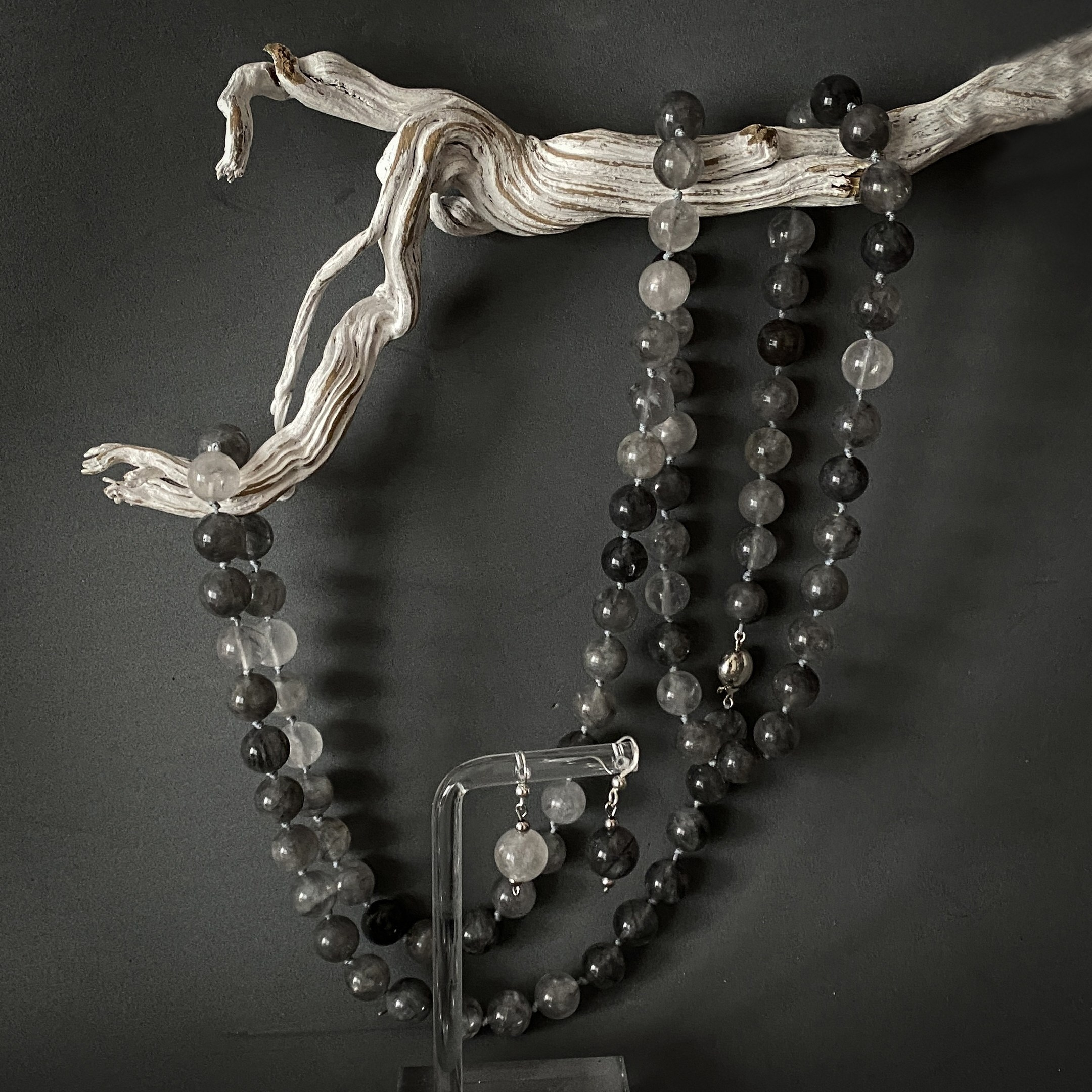 Set of jewelry Fog The author's jewelry set Consisting of a necklace and earrings Smoky quartz silver Туман украшений Состоящий из колье и серег Дымчатый кварц серебро