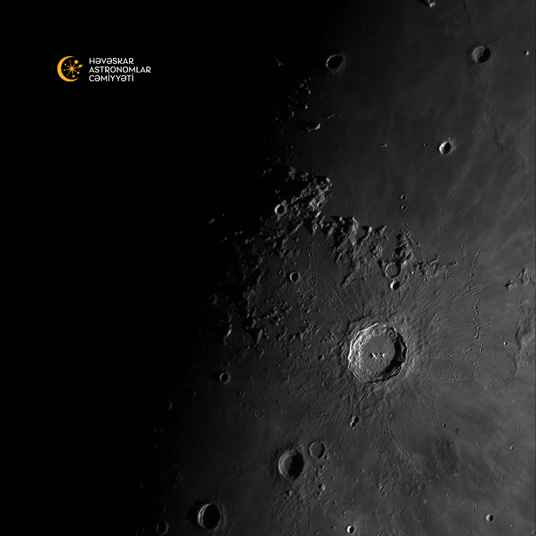 Ayın səthi, Kopernik krateri. Həvəskar Astronomlar Cəmiyyəti — Astronomy.az