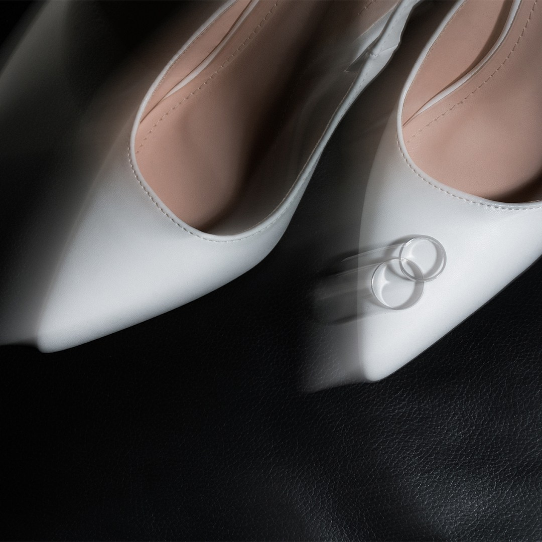 Wedding detail of brid's shoes