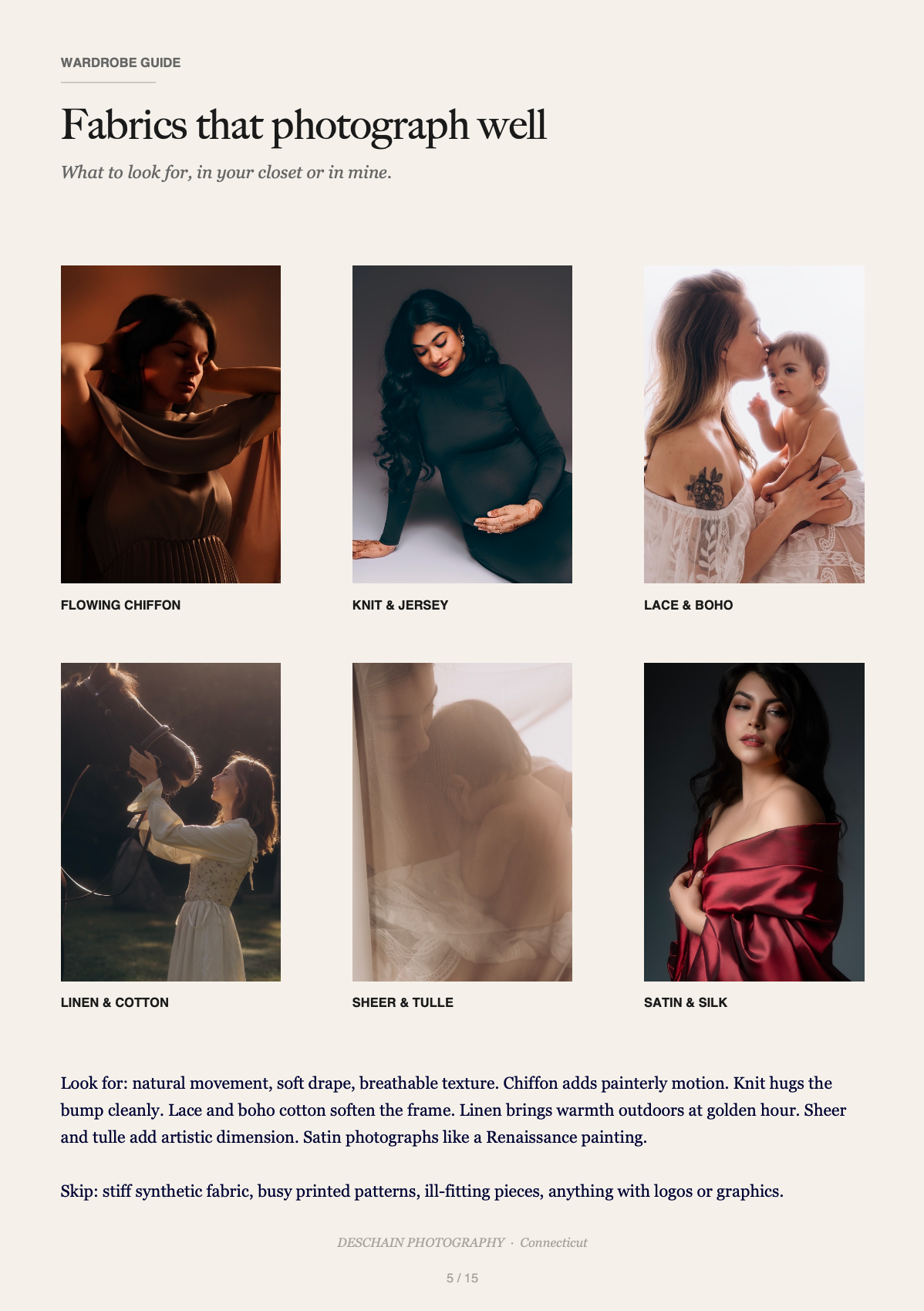 Free Maternity Wardrobe Guide for Connecticut Sessions · Deschain Photography