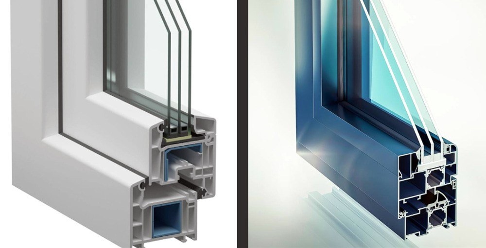 Пластиковый профиль белого цвета и теплая серия алюминиевого профиля.