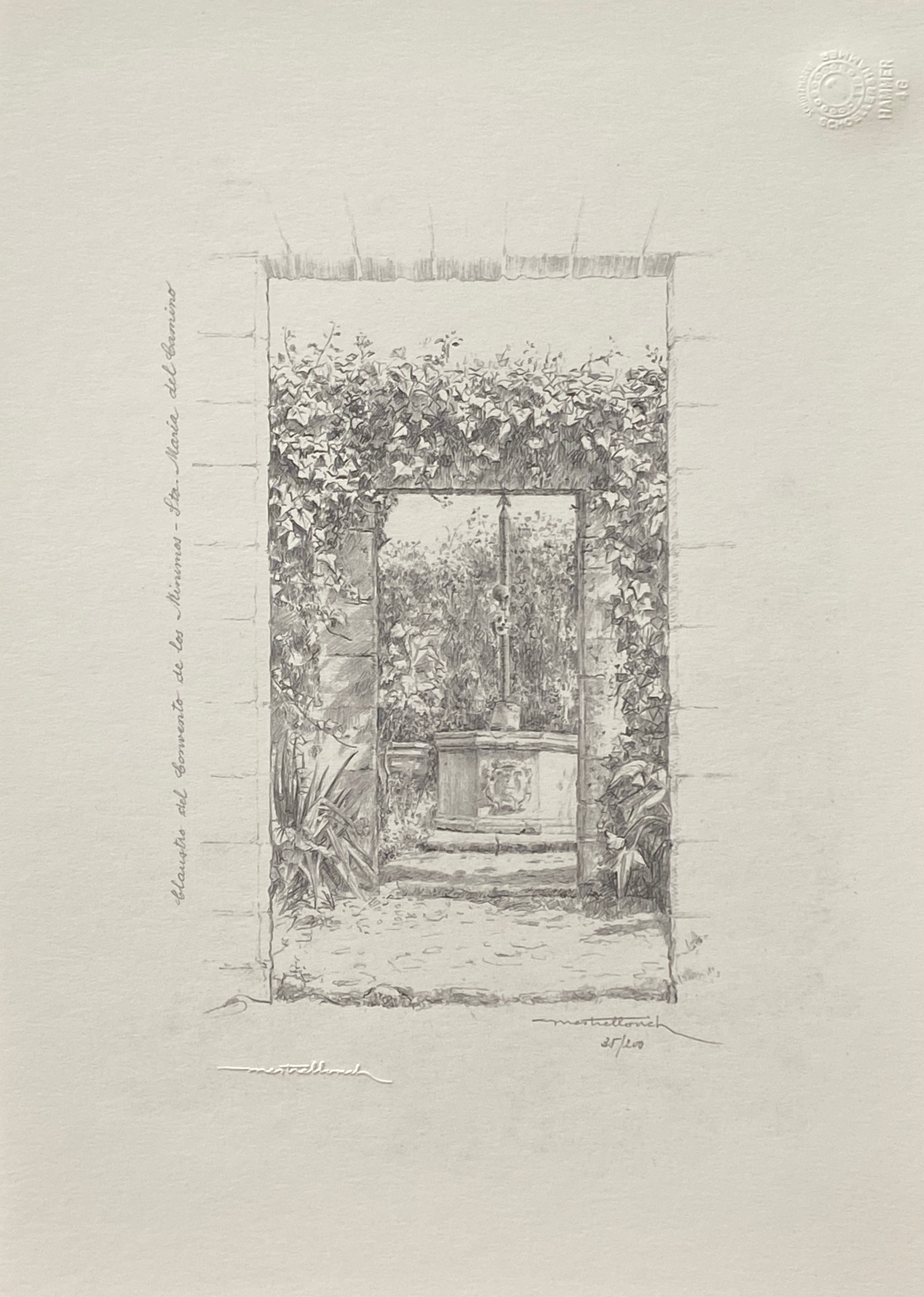 Courtyard in the Monastery of Santa Maria del Camino limited edition lithograph