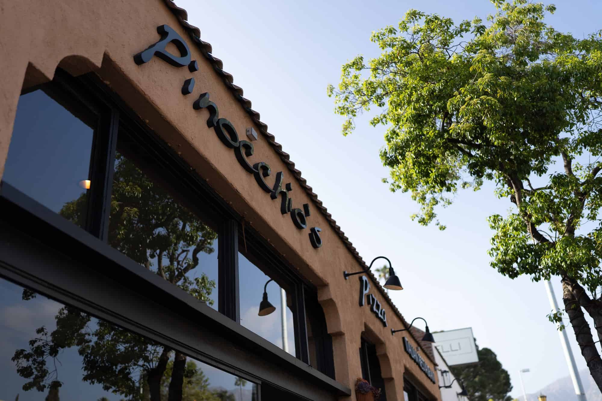 Exterior of Pinocchio’s Italian restaurant in Pasadena, wedding reception location