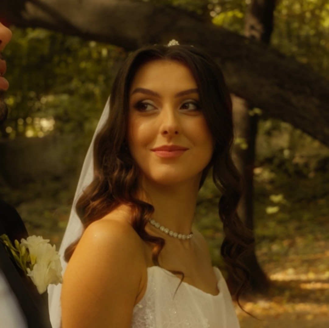 Cinematic portrait of a bride and groom in natural light