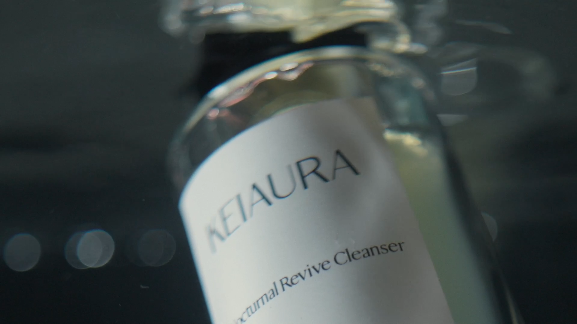 Keiaura Nocturnal Revive Cleanser captured in a cinematic close-up, reflecting the elegance and high-end storytelling Surkov Film brings to luxury brands