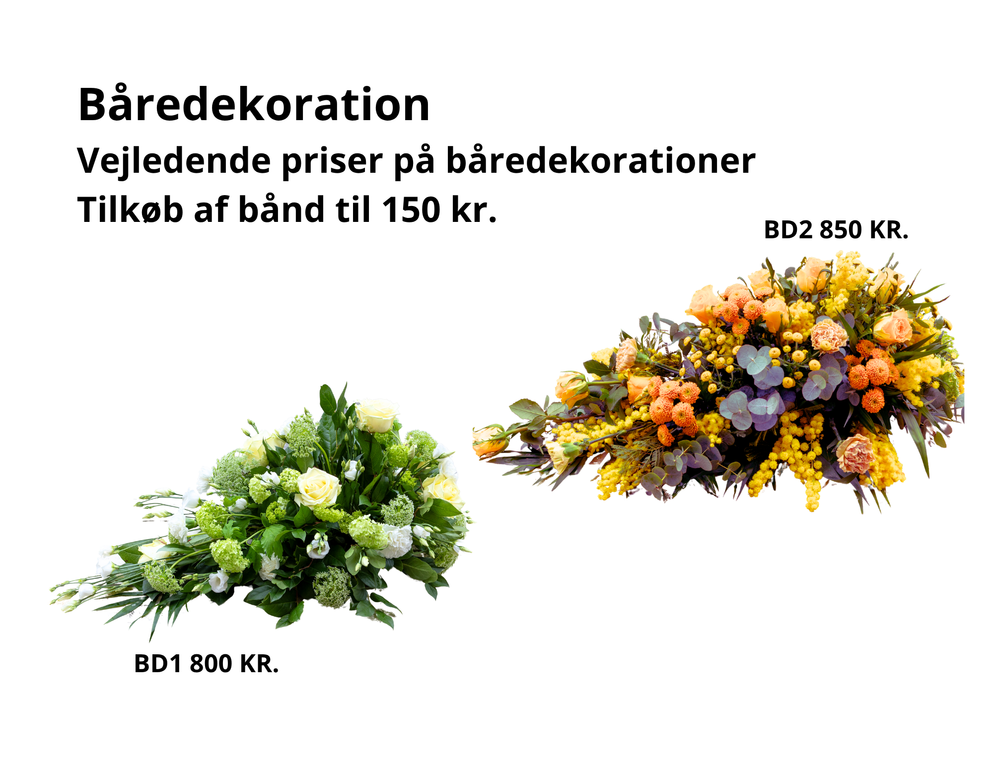 Blossom nær Kridthøj Torv i Højbjerg skaber personlige båredekorationer og bårebuketter til kirkelige handlinger i Aarhus. Vælg mellem kranse, hjerte og klassisk kistepynt.