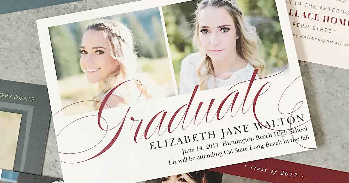 Basic Invite Grad Cards Basic Invite: Print Your Grad Party Invitations Easy. Portrait and ...
