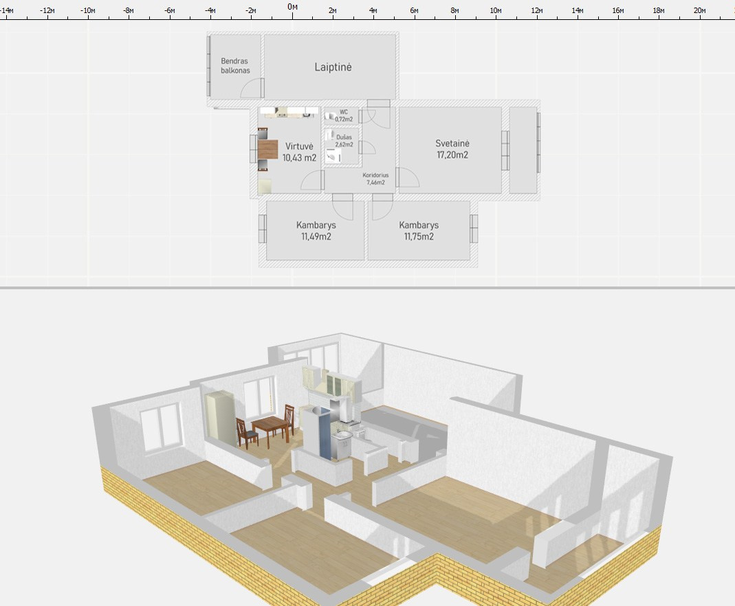 Namoar buto vizualizacija, planas 2D ir 3D. Elina Sapiega fotografė Vilniuje