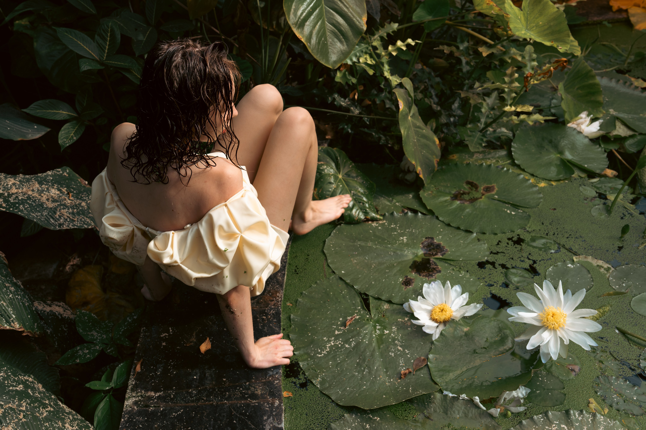Outdoor editorial portrait session in Derby with natural light and botanical styling