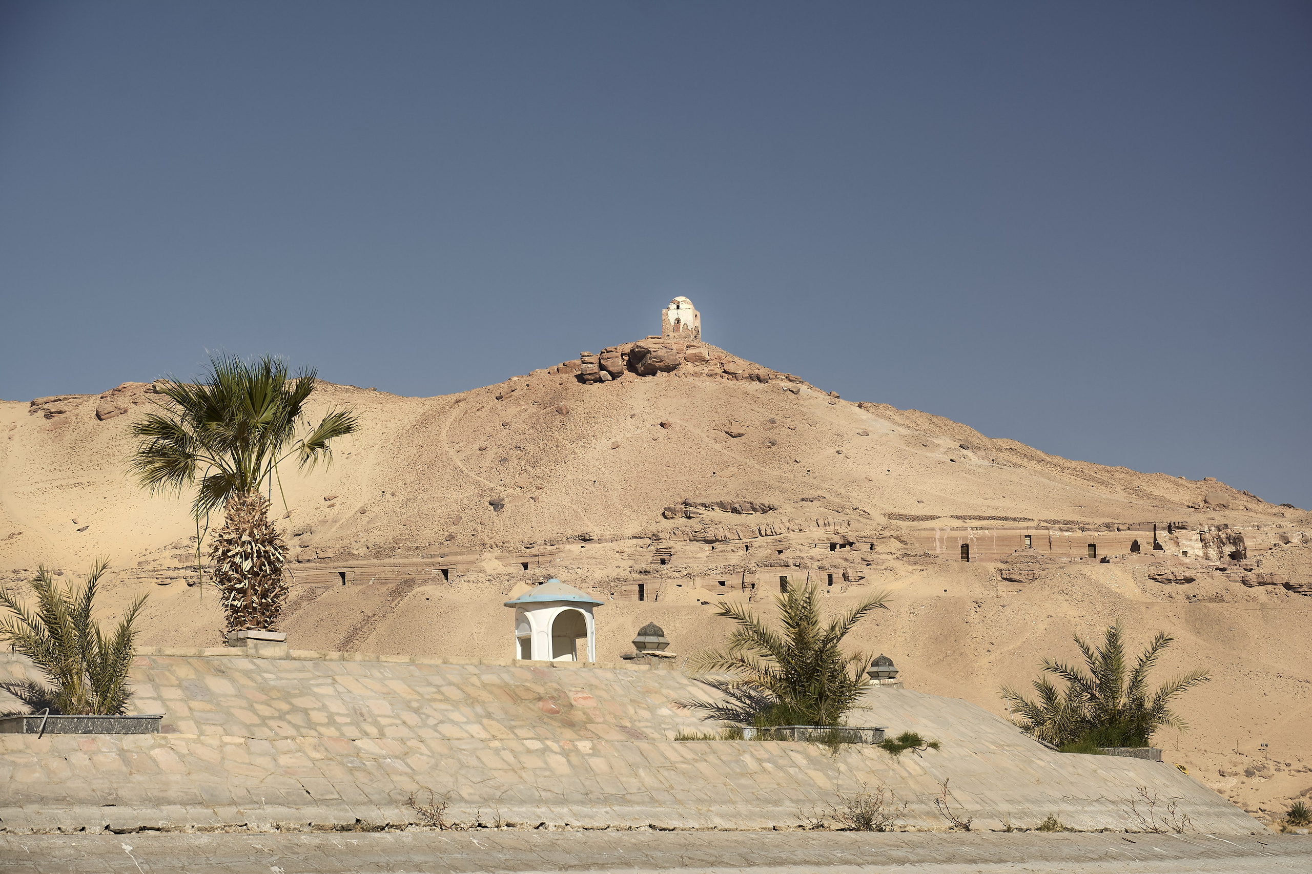 Ancient tombs carved into Egyptian desert hill