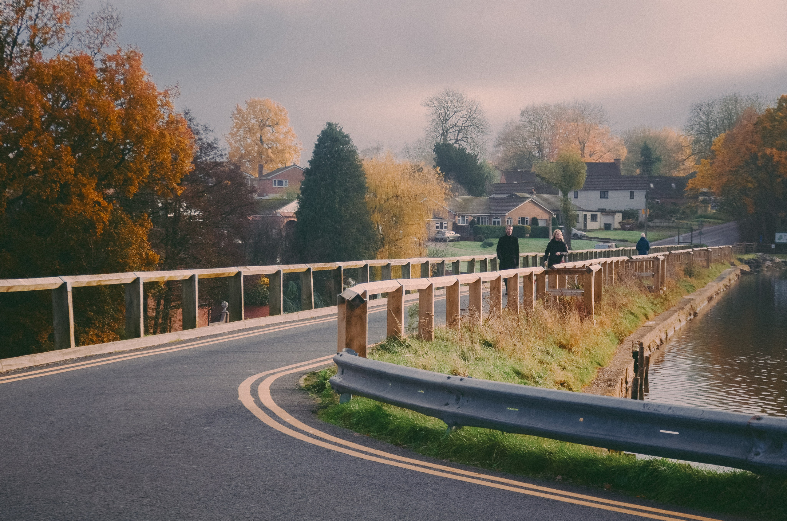 Scenic countryside road near Earlswood Lakes Warwickshire during autumn, peaceful landscape near Solihull