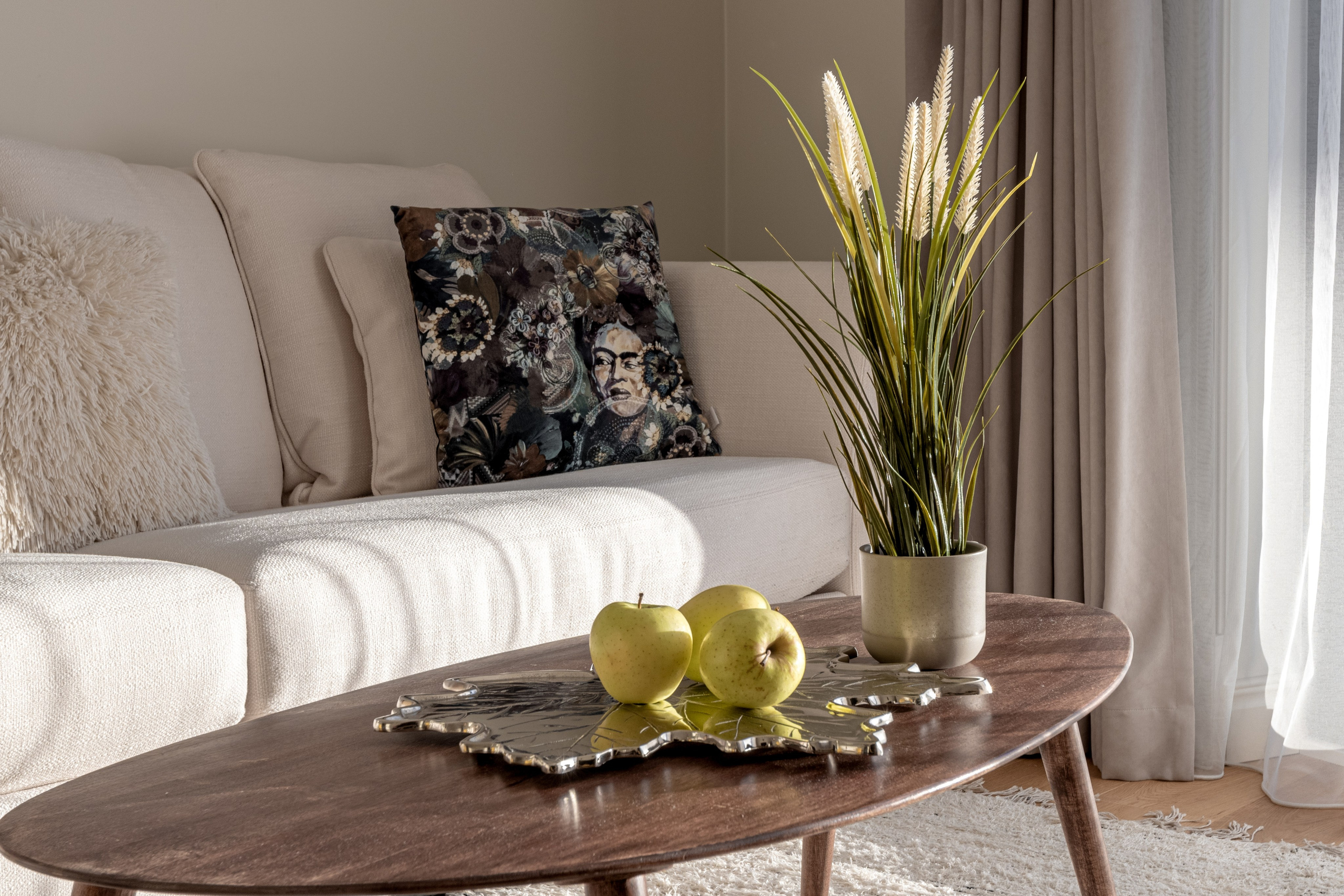 Interior detail photography featuring designer furniture and natural textures