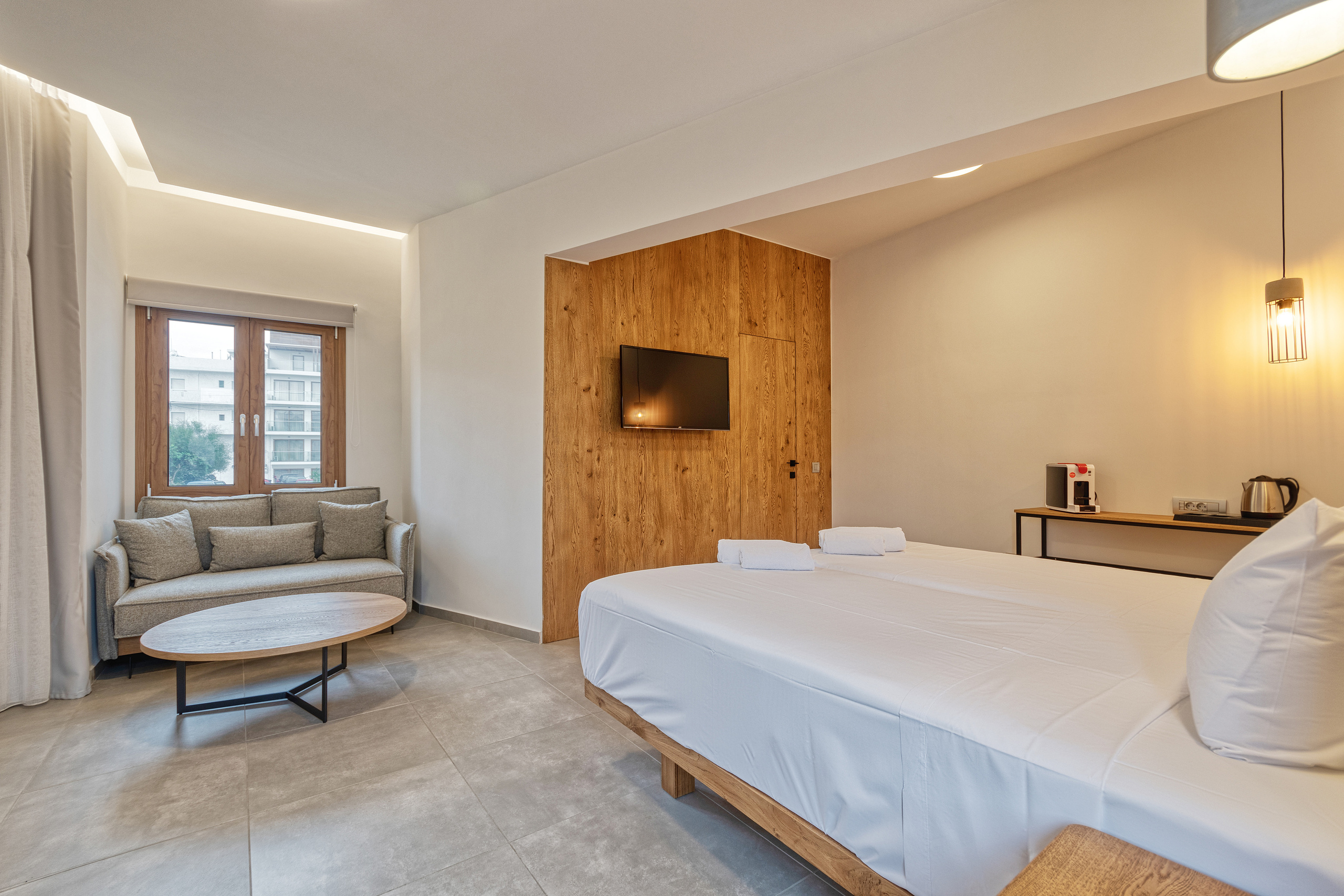 Professional photographing the interiors and architecture of a building for advertising.