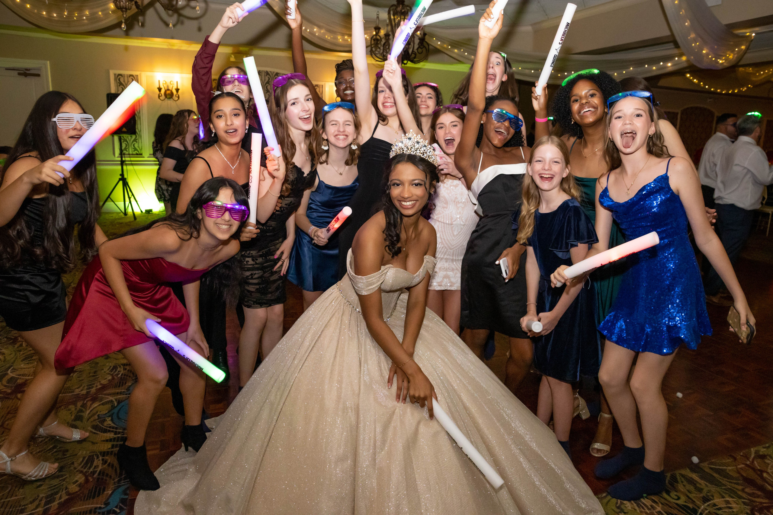 Quinceanera dance with light bars in Miami