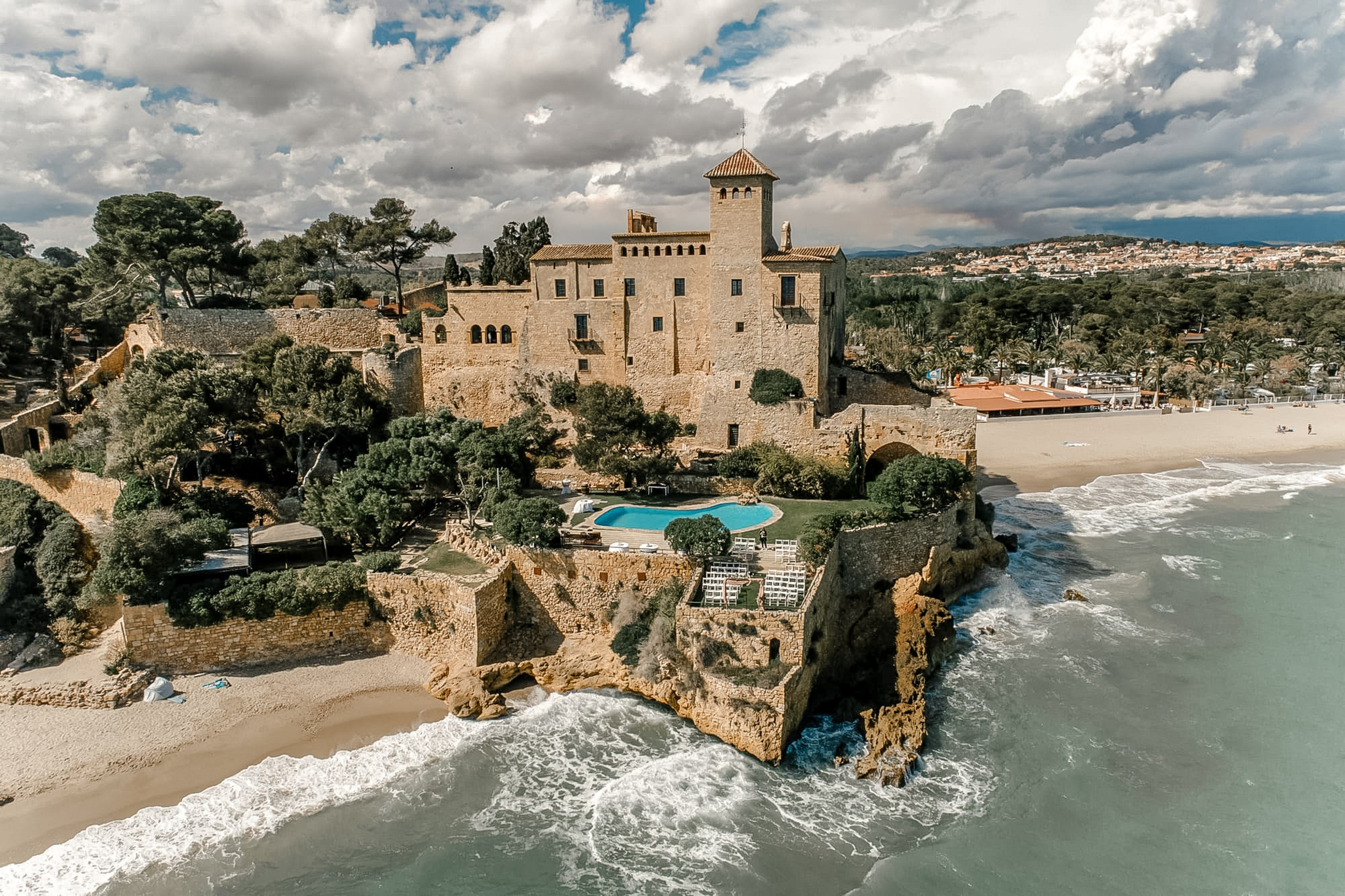 Cliffside stunning view at Castell de Tamarit overlooking the Mediterranean Sea