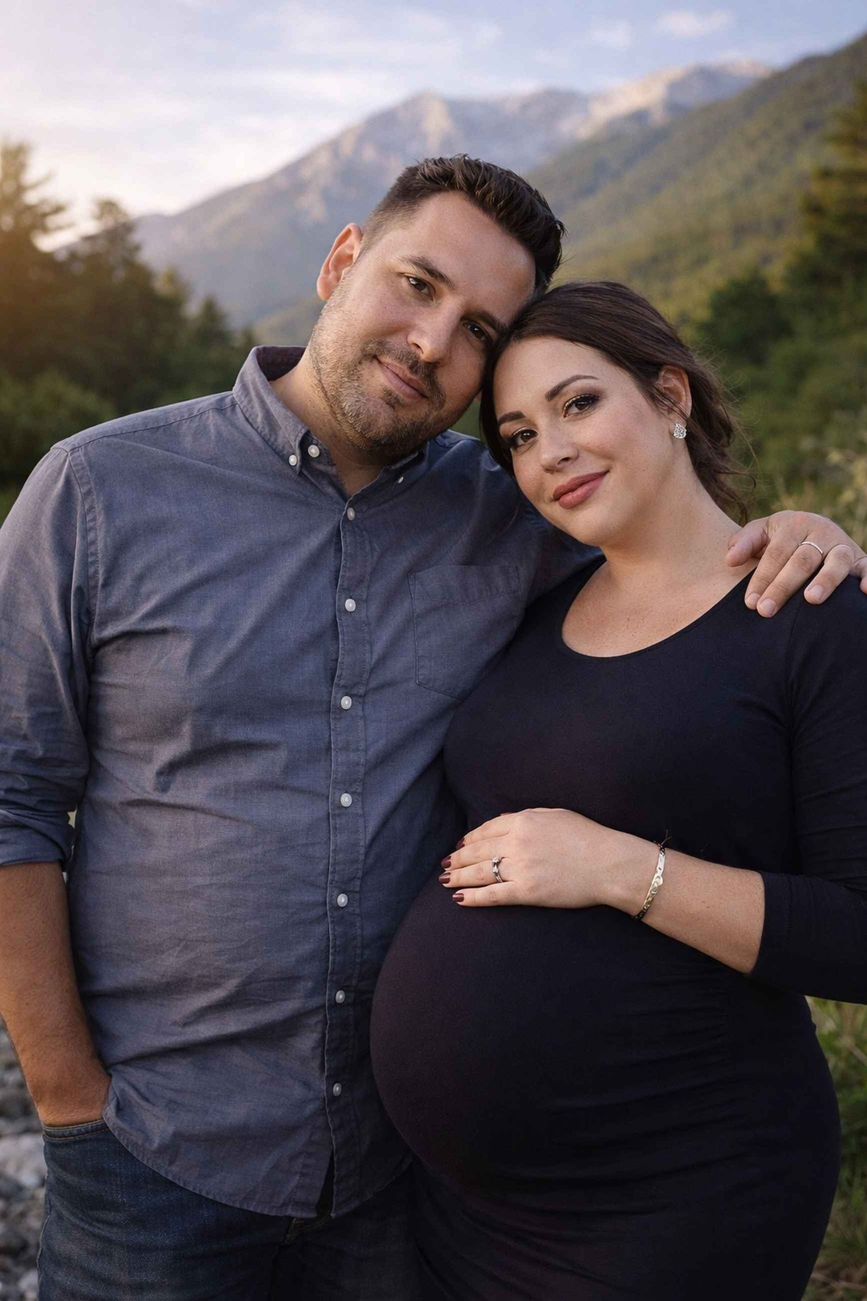 Фотосессия для беременных пара в горах