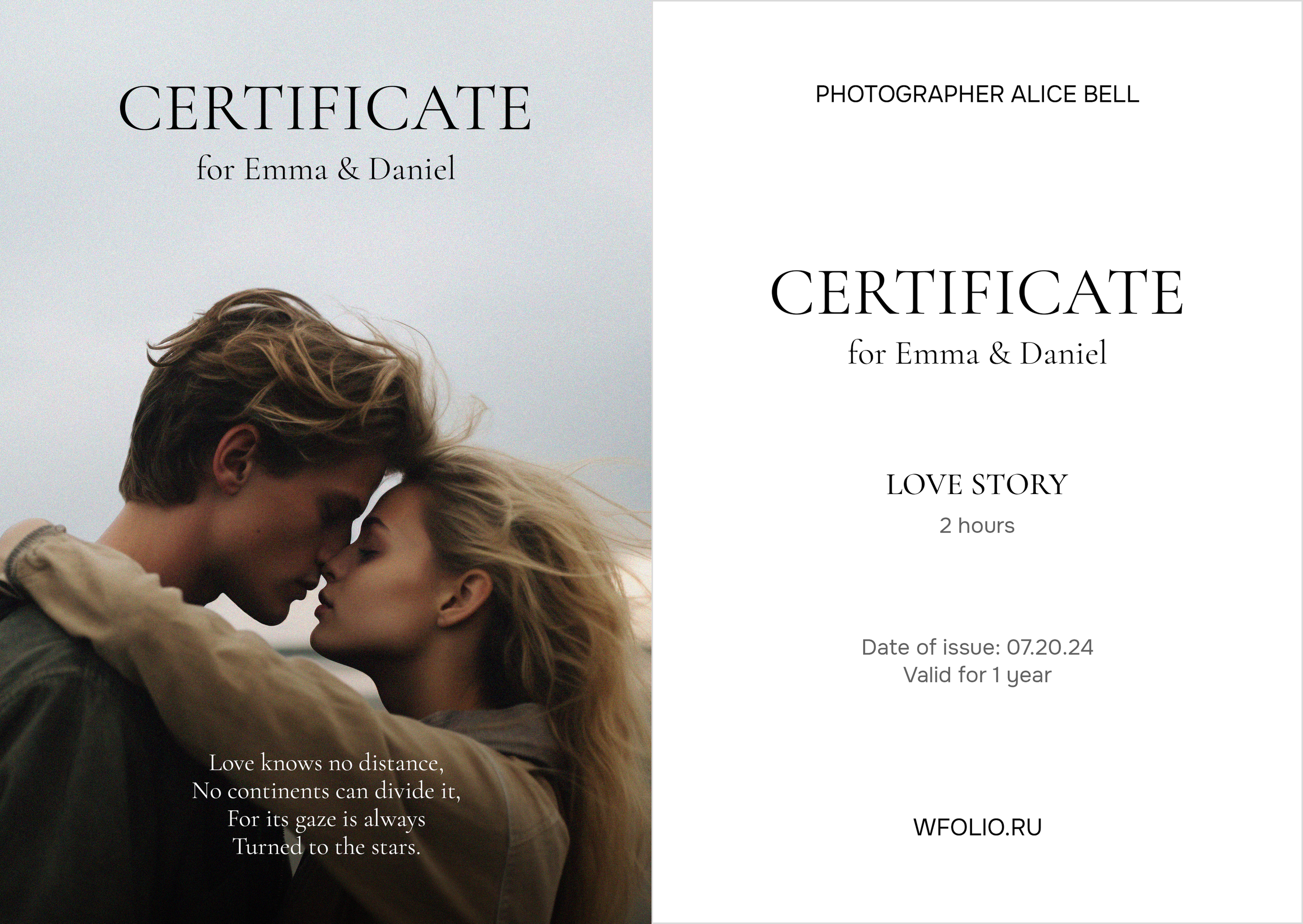 Gift certificates for photo shoots in NYC. Alice Bell — Wedding photographer in New York